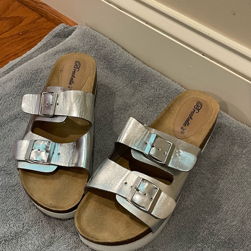 Silver slip ons size 8